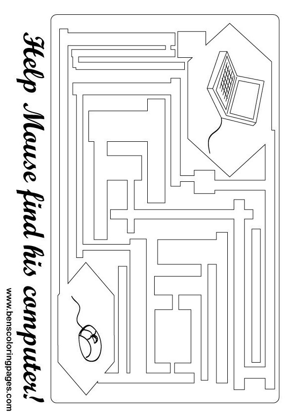 laptop maze coloring page