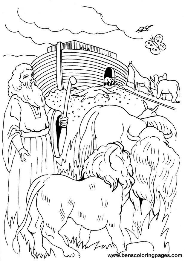 noah animals and ark coloring page