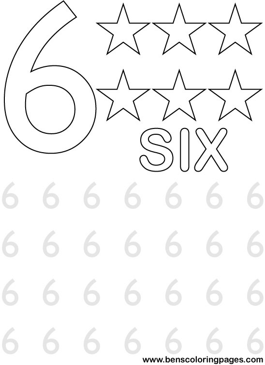 six stars coloring pictures for kids