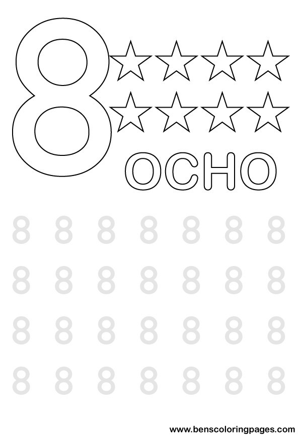 number eight writing in spanish