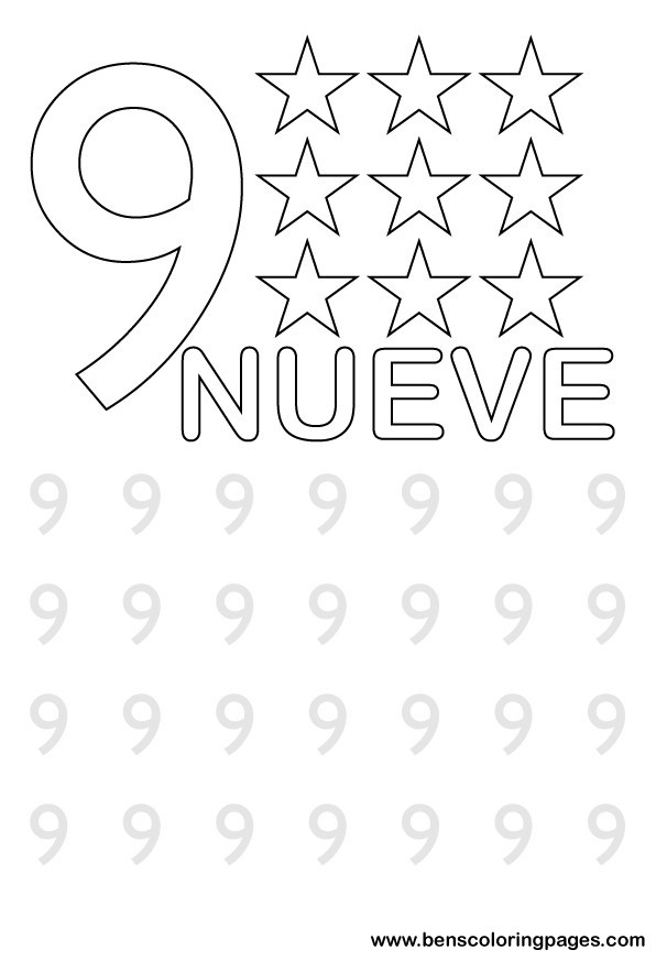 number nine writing in spanish