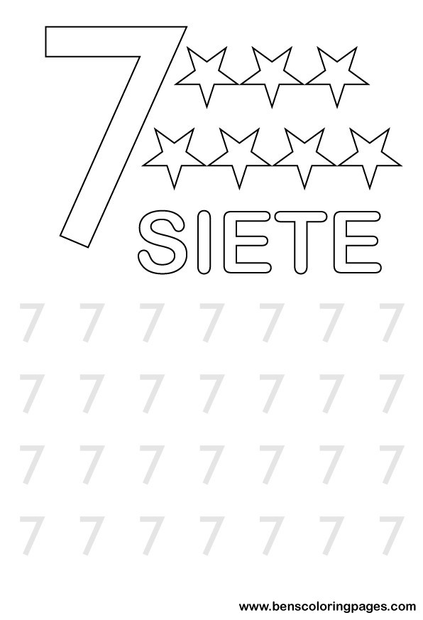 number seven writing in spanish