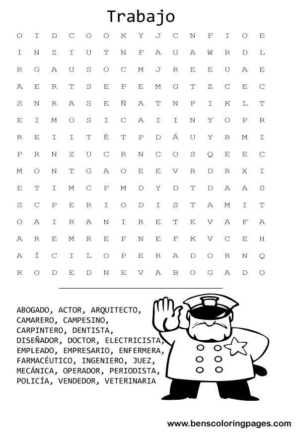 part time jobs word search