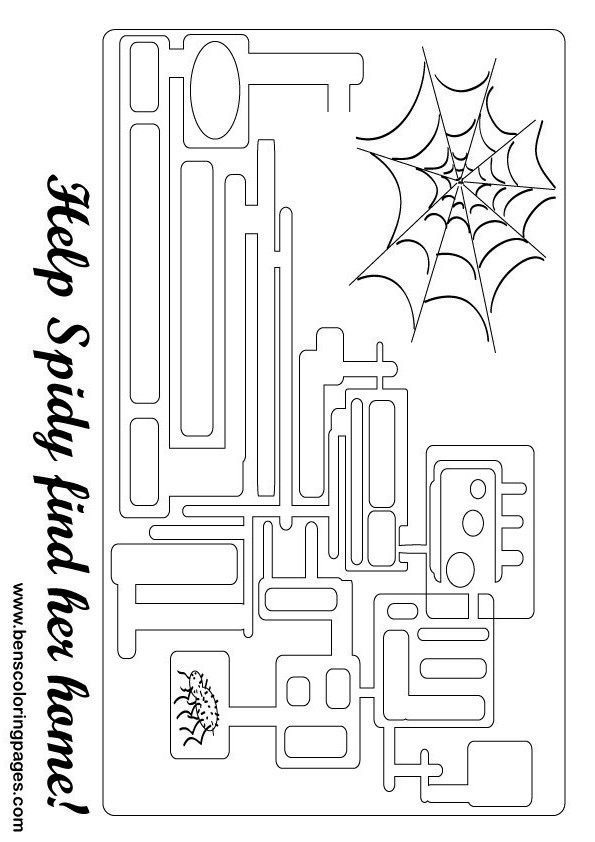 spider maze coloring page
