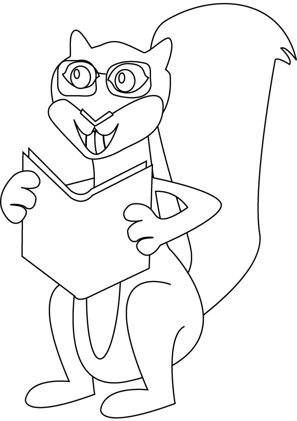 Intelligent squirrel coloring page