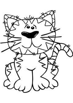 sitting cat drawing page