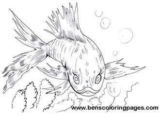 Gold fish coloring for kids