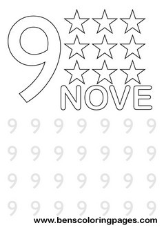 Learn to write number nine