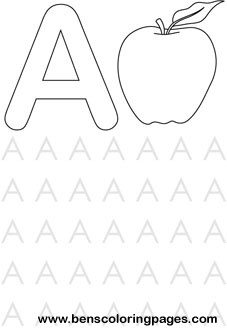 letter A preschool coloring page