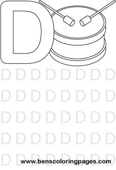 letter D preschool coloring page