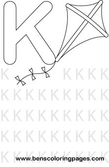 letter K preschool coloring page