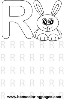 letter R alphabet coloring excercise