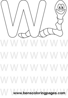 letter W alphabet coloring books