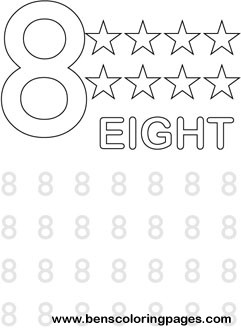 learning number eight coloring print