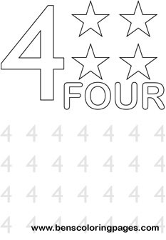learning number four coloring print
