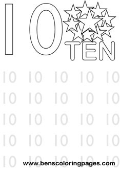 learning number ten coloring print
