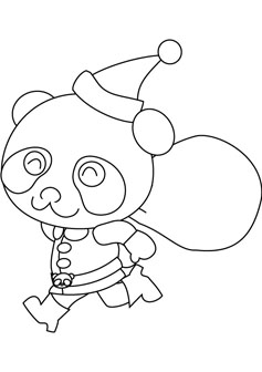 Santa panda online coloring pages