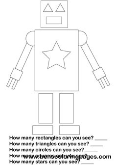 robot shapes set coloring worksheet