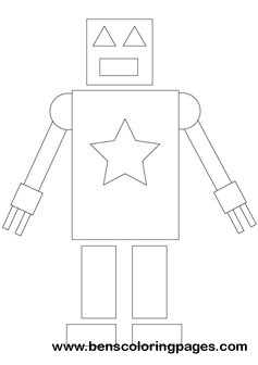 robot shapes set coloring worksheet