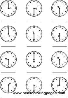 30 mins clock coloring print