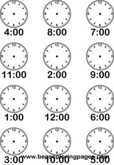 drawing clock coloring print