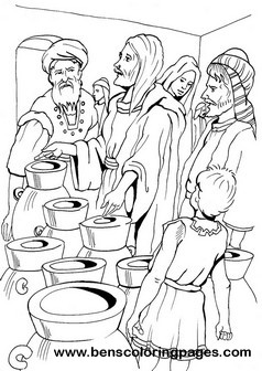 Cana marriage miracle coloring sheet