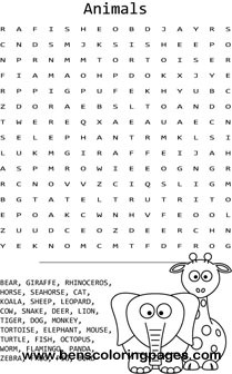 word search animals