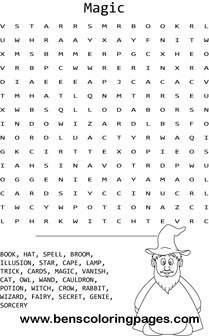 word search Wizards and magic