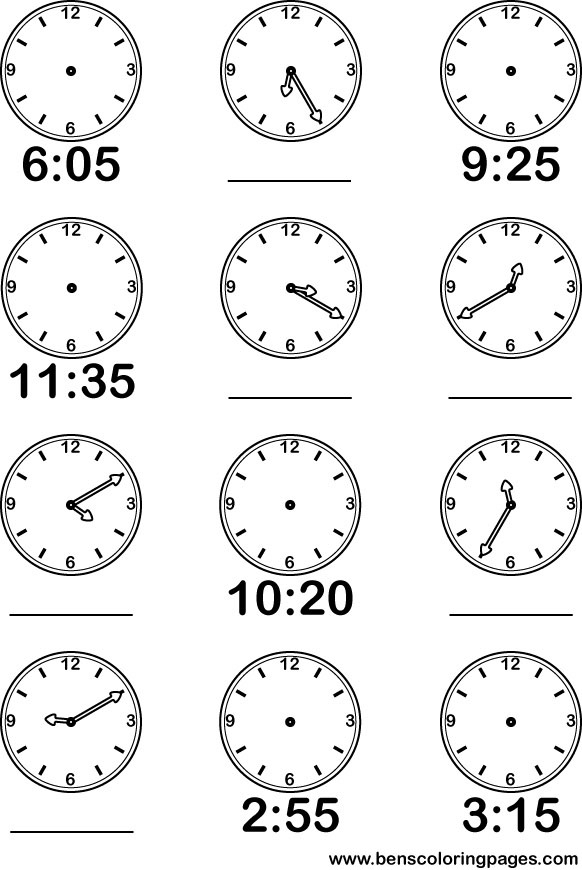 time watch coloring picture for kids