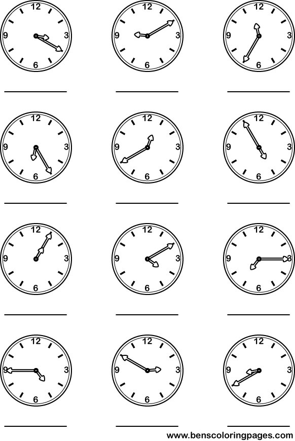 time coloring picture for school