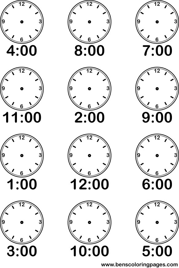time coloring picture for school
