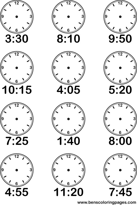 time coloring picture for school