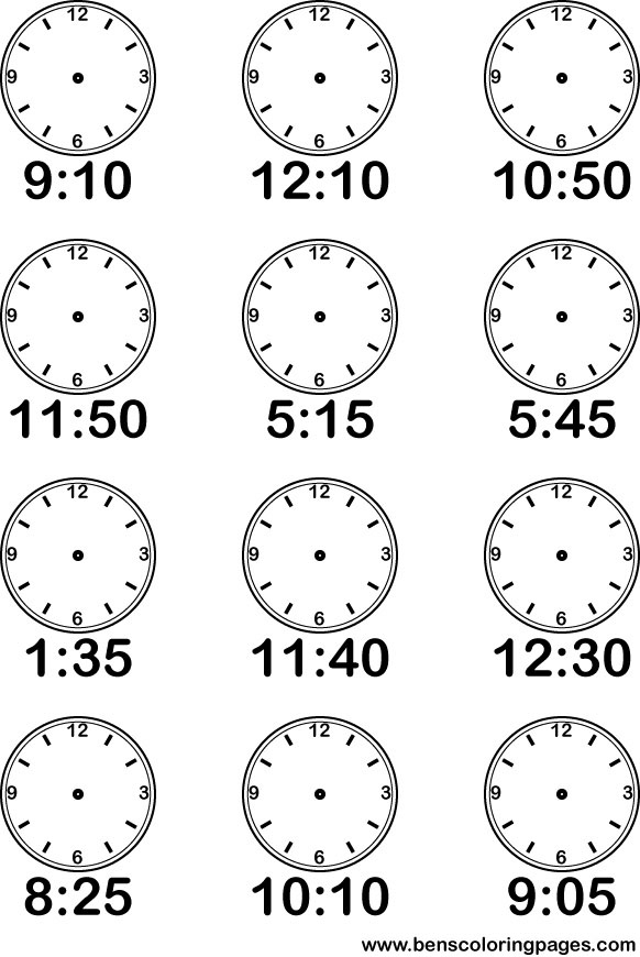 time coloring picture for school