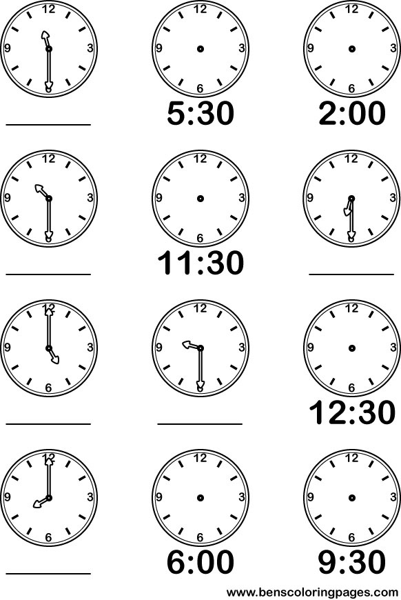 time coloring picture for school