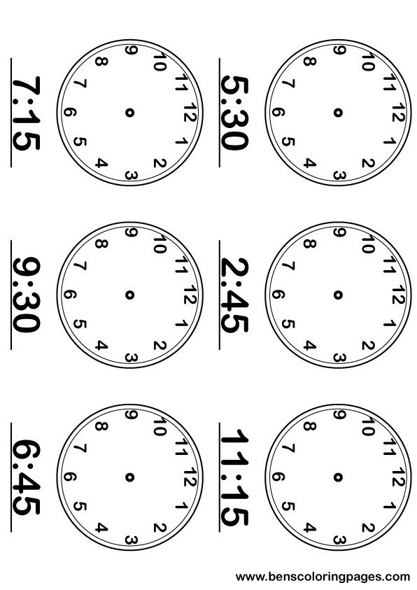 Printable time sheet with numbered clocks