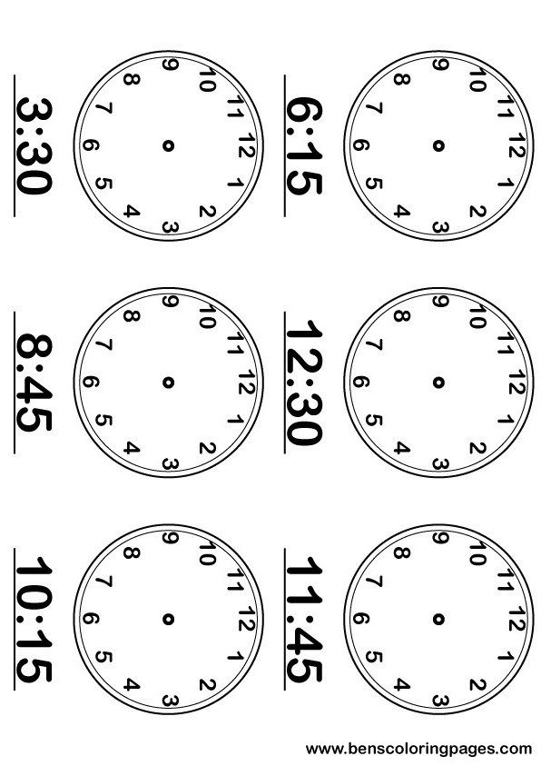 Tell the time sheet with numbered clocks