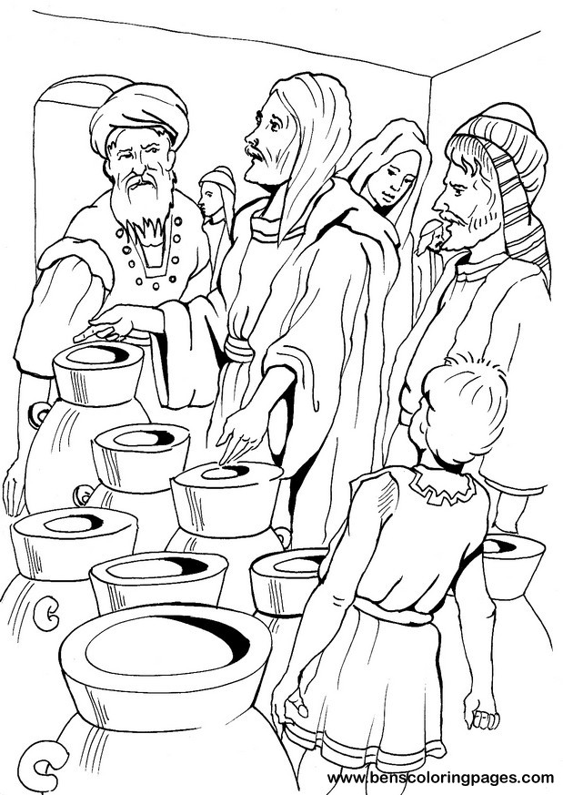 turning water into wine cana miracle coloring page