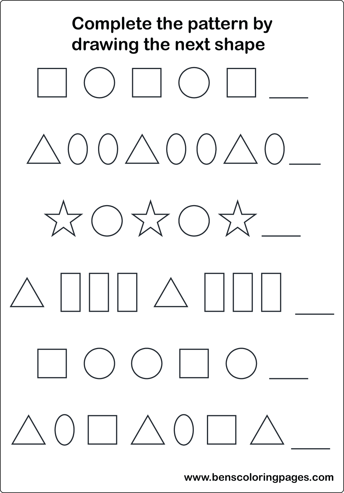 complete the pattern excercise
