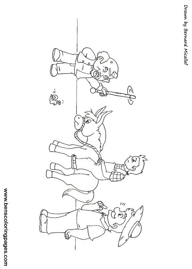 the man the boy and the donkey coloring page