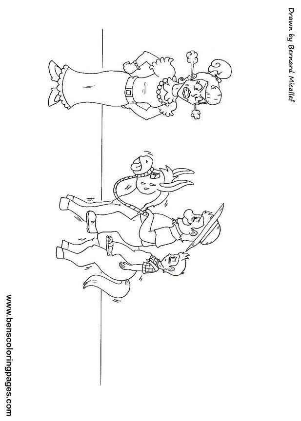 the man the boy and the donkey coloring picture