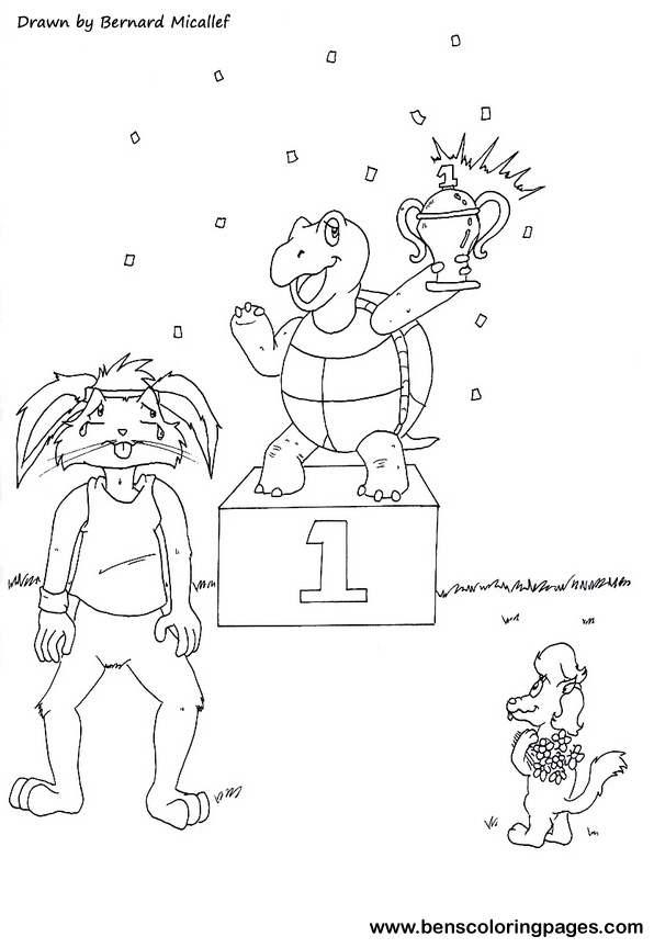 hare and tortoise fable coloring book