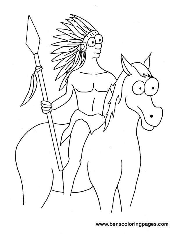 indian on a horse coloring page