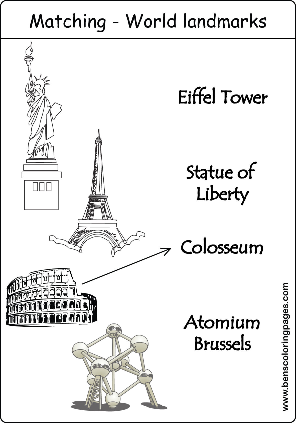 matching landmarks geography for kids