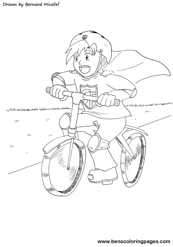 Bike safety with helmet and knee and elbow pads