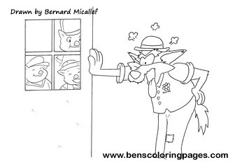 three pigs coloring sheet