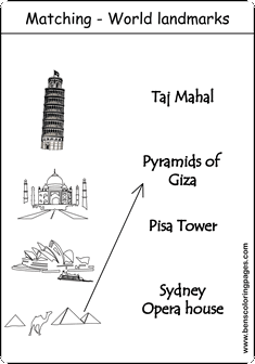 world landmarks colouring handout