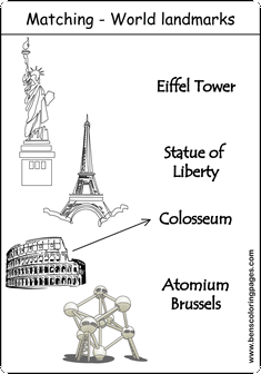world landmarks colouring excercise