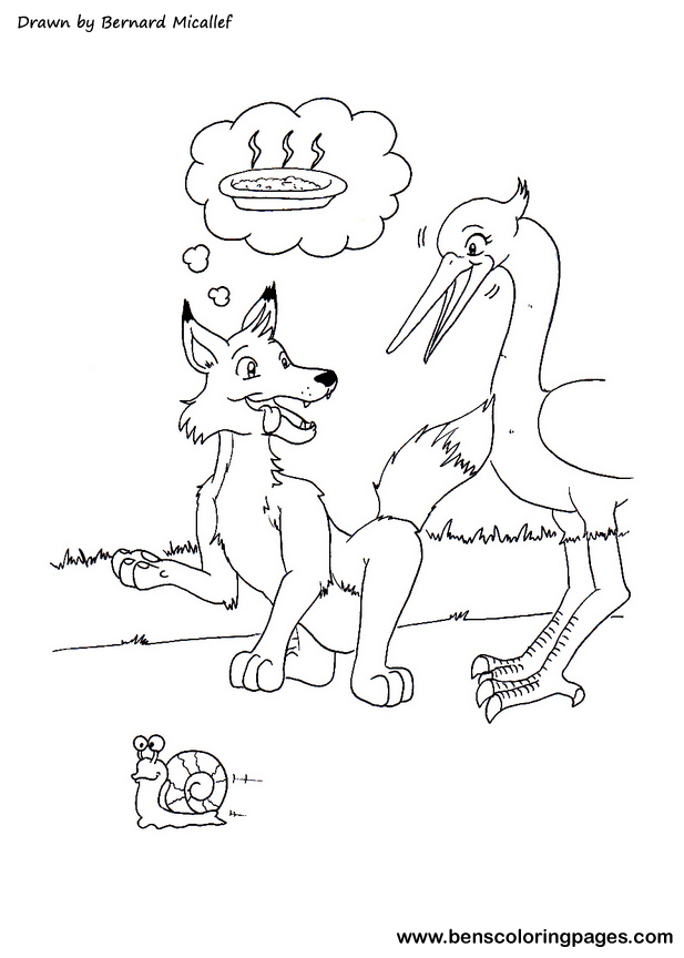 wolf and the stork coloring page